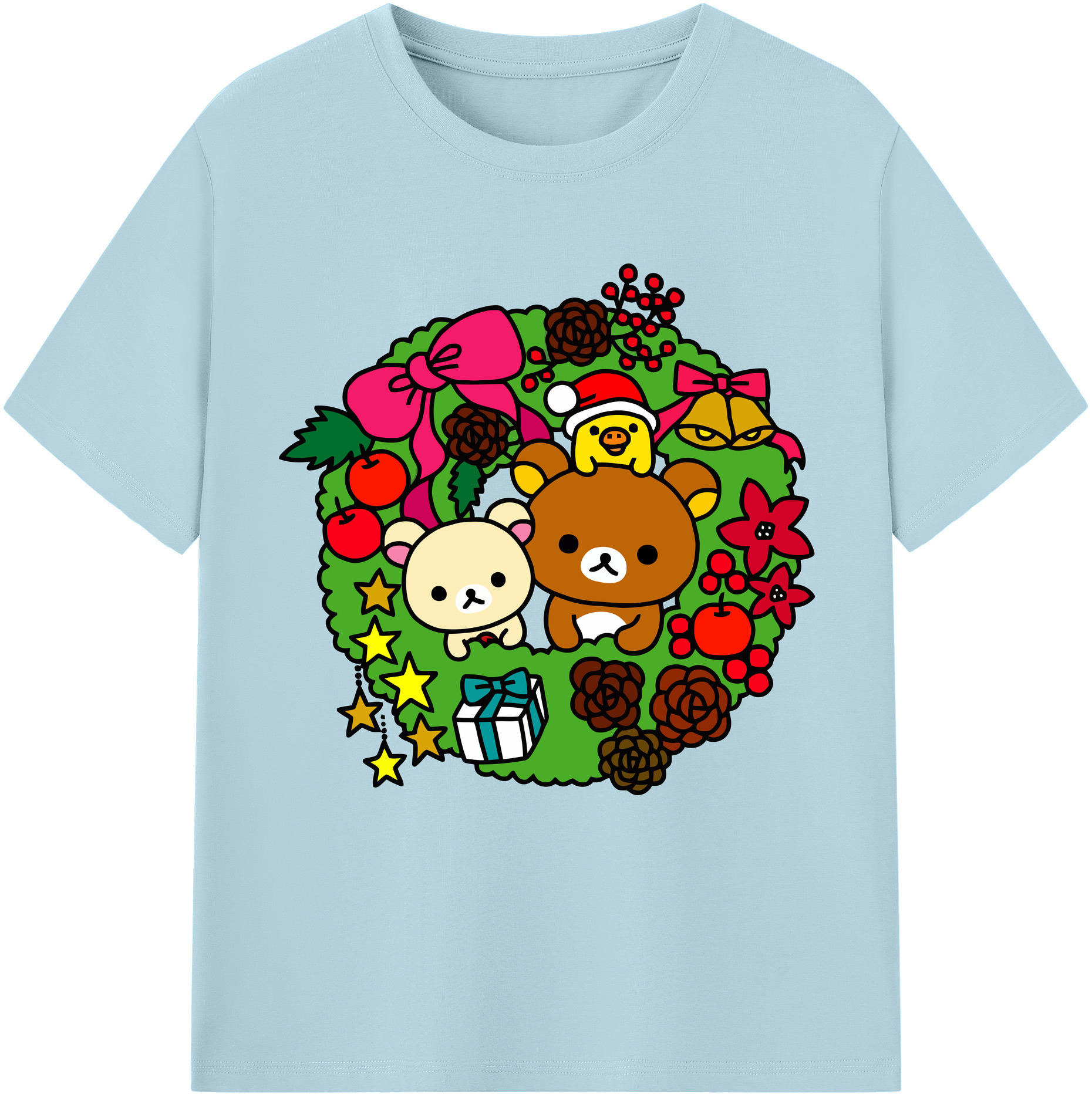 （画像用） リラックマ リラックマ キイロイトリ Rilakkuma Korilakkuma Kiiroitori 綿100％半袖Tシャツ（フロントプリント）